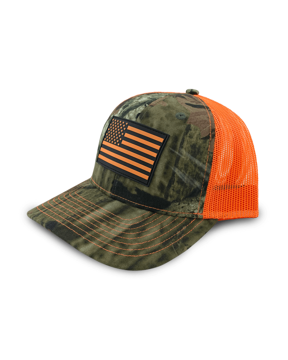 Hi-Vis Flag Patch Premium Camo Trucker Hat