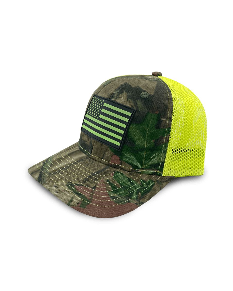 Hi-Vis Flag Patch Premium Camo Trucker Hat