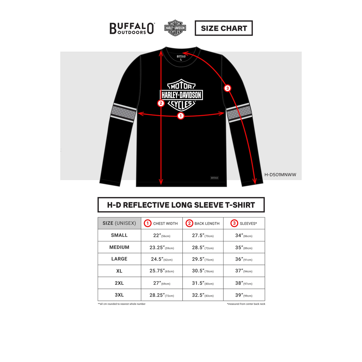 Harley-Davidson Long Sleeve - Size Chart