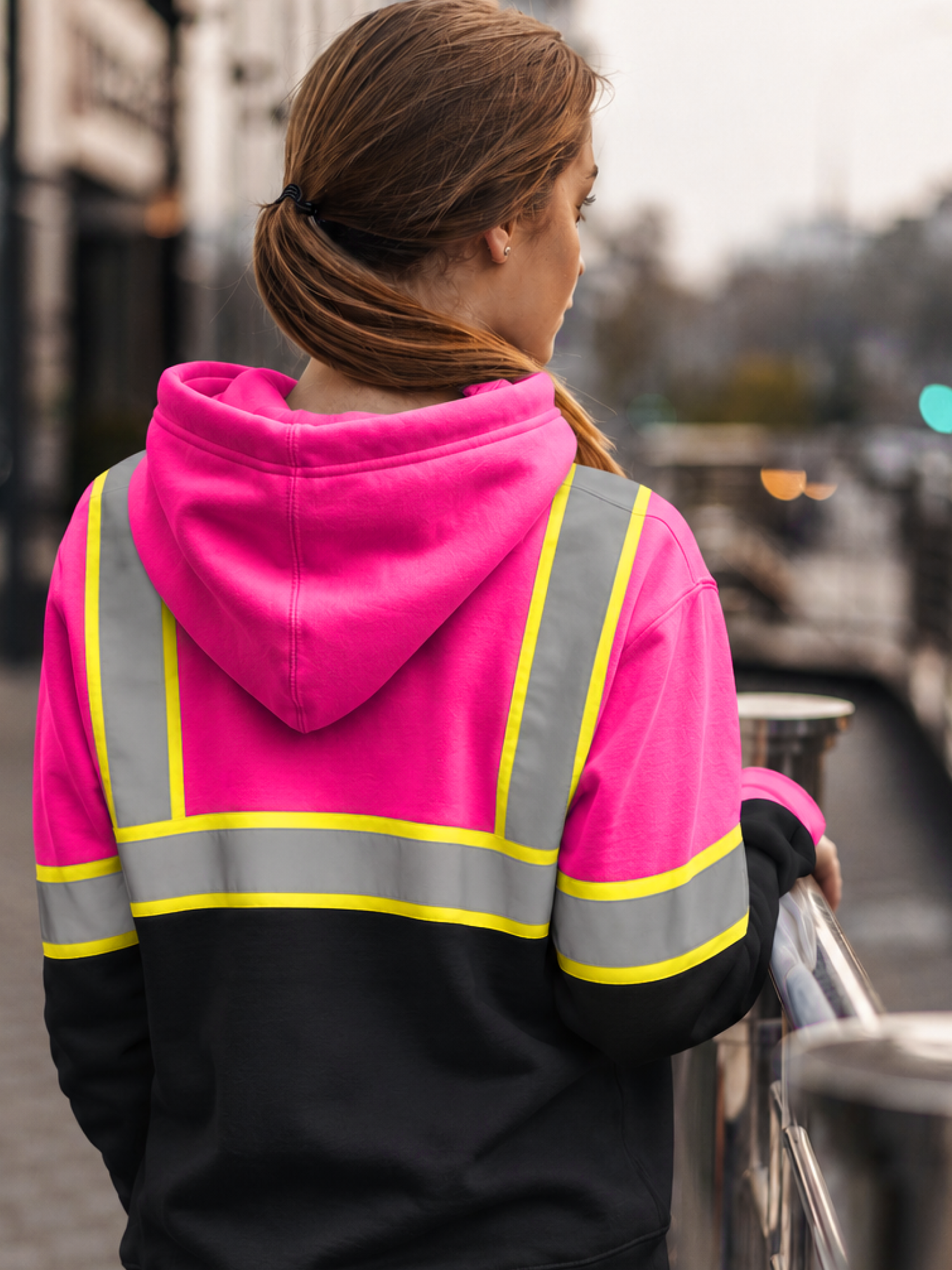 Women's Hi-Vis Safety Hooded Pullover Sweatshirt