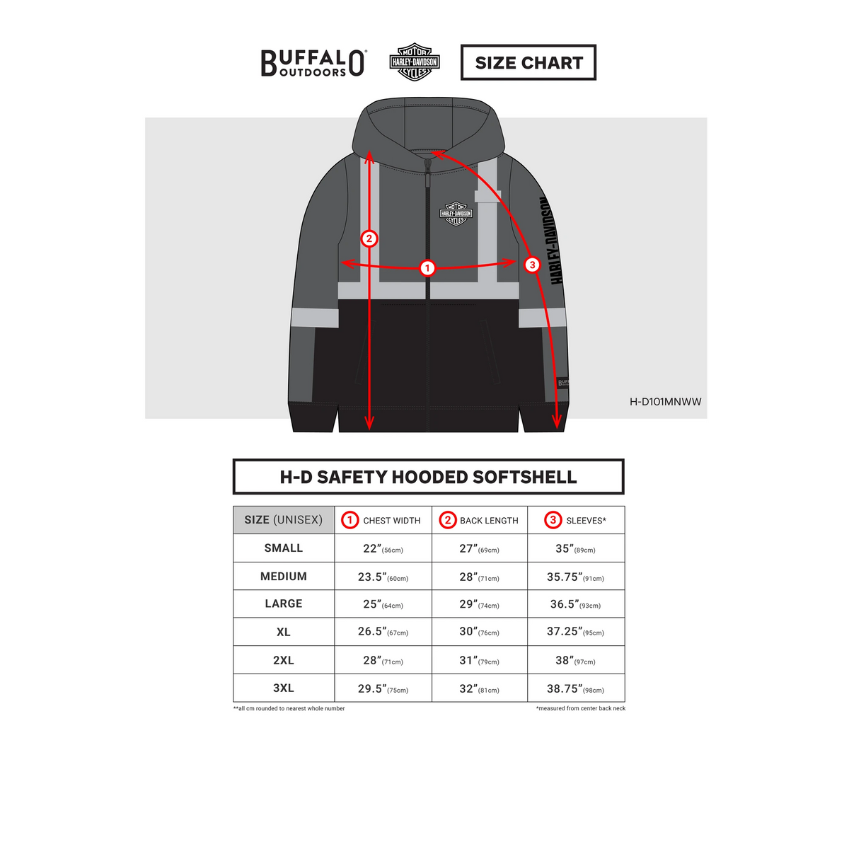 Harley-Davidson Softshell - Size Chart