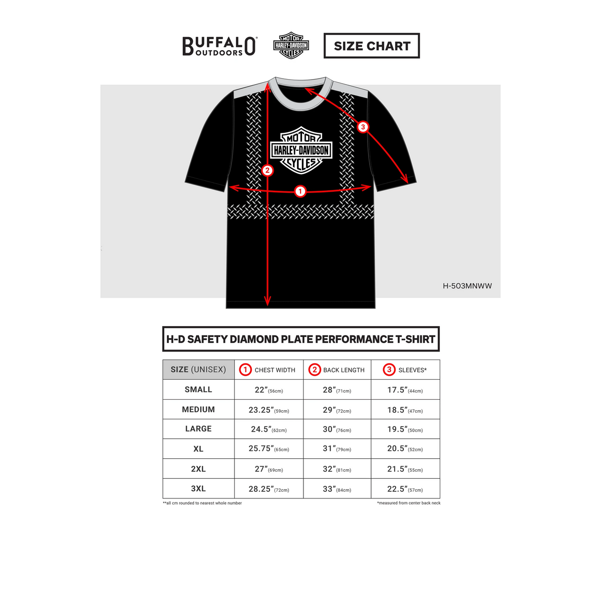 Harley-Davidson Performance Tee - Size Chart